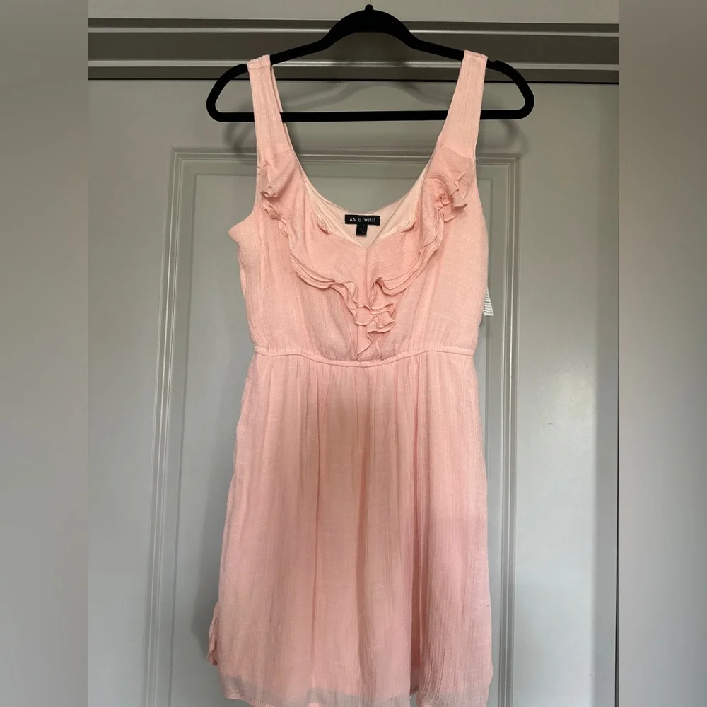 A.S.U. White Pink Ruffle Sundress - Picture 1 of 4